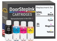 DoorStepInk Compatible Ink Bottle For HP 32XL Black 135ml HP 31 Tri-Color 70-USA