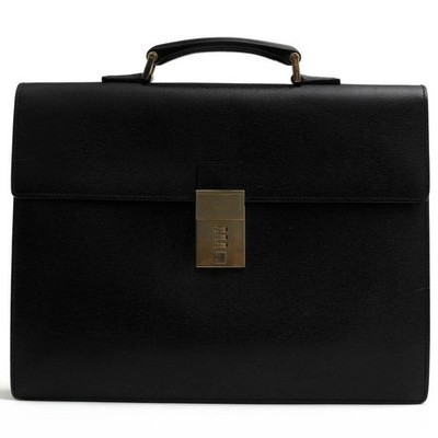 GUCCI Black Calf Leather Flap Business Bag 34044 212792 Italy Auth