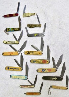 Vintage Advertising Folding Pocket Knives LOT OF 16 ESTATE AUCTION COLLECTION