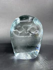 Vintage Blenko (?) Blown Art Glass Owl Clear Paperweight  4”