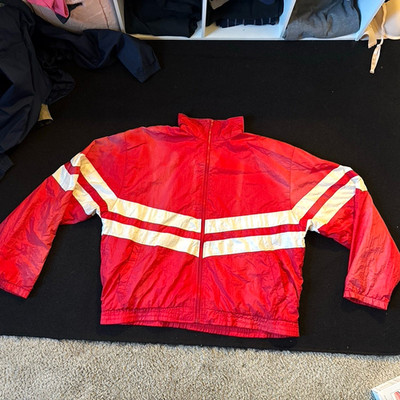 Kampus Kolors Men's Red/White Striped Windbreaker Full Zip Jacket XL
