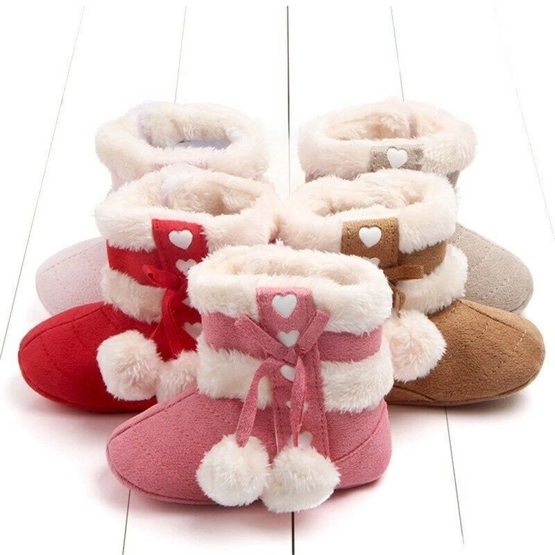 Crib Shoes Baby Warm Kids Snow Boots Newborn Boots Winter Girls Soft Sole 0-18M - Image 3 of 4