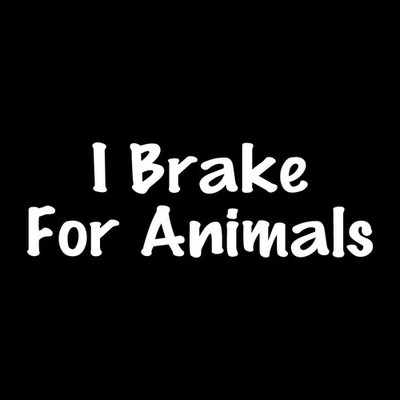 I Brake For Animals Rescue Dog Cat Decal Sticker White Die Cut Vinyl