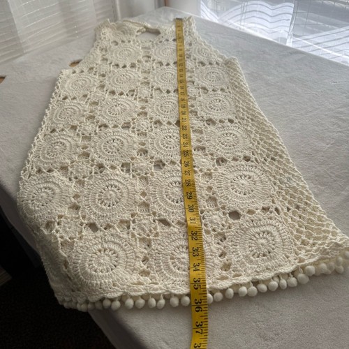 Lovers + Friends Crochet Open Knit Sleeveless Cover Up Swim Dress Off White - Picture 7 of 8