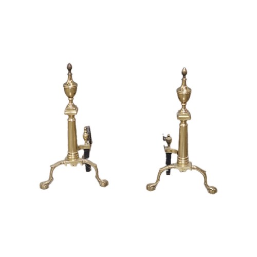 Virginia Metalcrafters/Harvin Williamsburg Style Solid Brass Fireplace Andirons