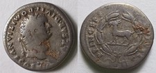Domitian AR Denarius AD 80-81 Goat in Wreath BMC 88 Roman Coin 3.03g