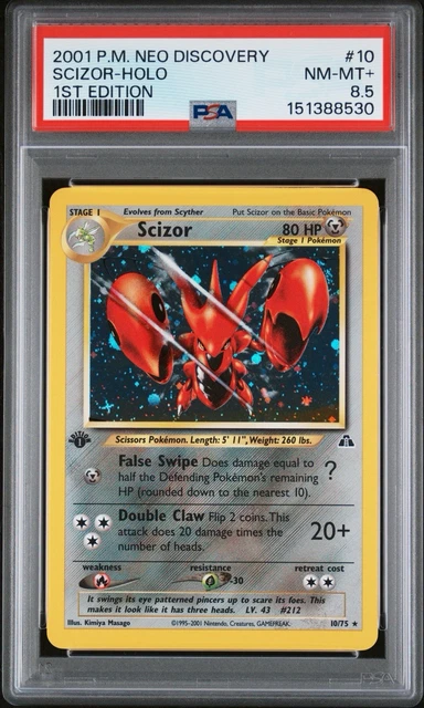 Pokémon Scizor 10/75 Neo Discovery Holo 1st Edition EN PSA 8.5