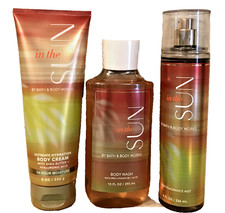 IN THE SUN FRAGRANCE MIST BODY CREAM SHOWER GEL  GIFT WRAP BATH BODY WORKS 3 pc