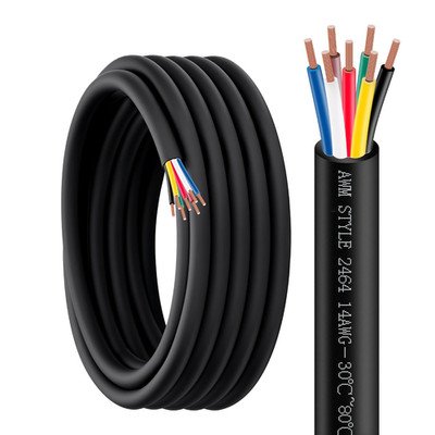 Lesnlok 7 Way Trailer Wire 26 FT Heavy Duty Pure Copper 14/7 Wire 14 Gauge 7 Con