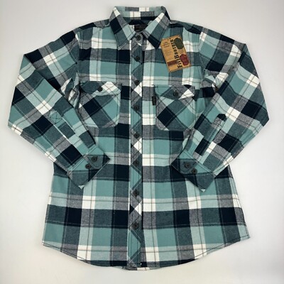 NWT Five Brother Womens Size M Flannel Shirt Plaid Blue Plaid *Flaw
