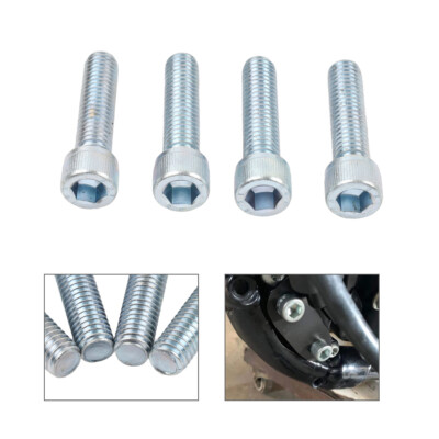 4PCS Steel Front Footpeg Bracket Bolts For Harley Sportster - CNC Machined Silver Screws, Passenger Peg Replacement Hardware