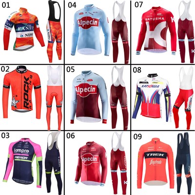 Herren Rennrad Trikot Sets  Fahrrad Trikot Langarm 3D Gel Gepolstert Trägerhose