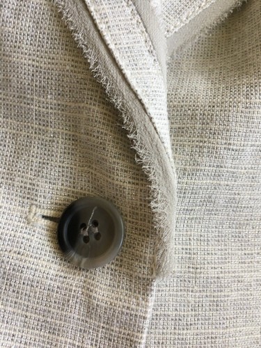 Ann Taylor LOFT Gr. 2 Blazer Jacke Metallic Leinen beige feiner Fransenbesatz Abend - Bild 8 von 12