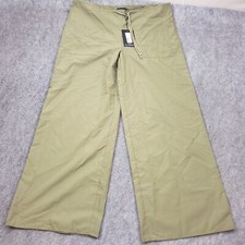 NEW Prettylittlething Pants Womens 6 Green Wide Leg Relaxed Tie Ladies 25x32