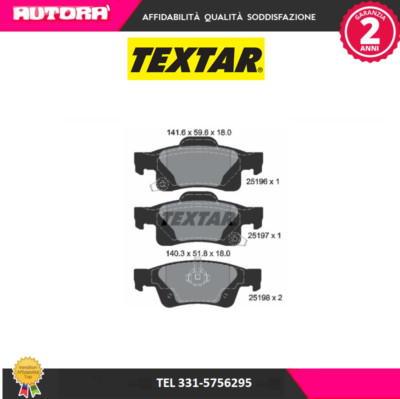 Kit Pastiglie Freno Textar 2469602 - Per Freni A Disco, Basso Rumore, Alta Resistenza All'Abrasione