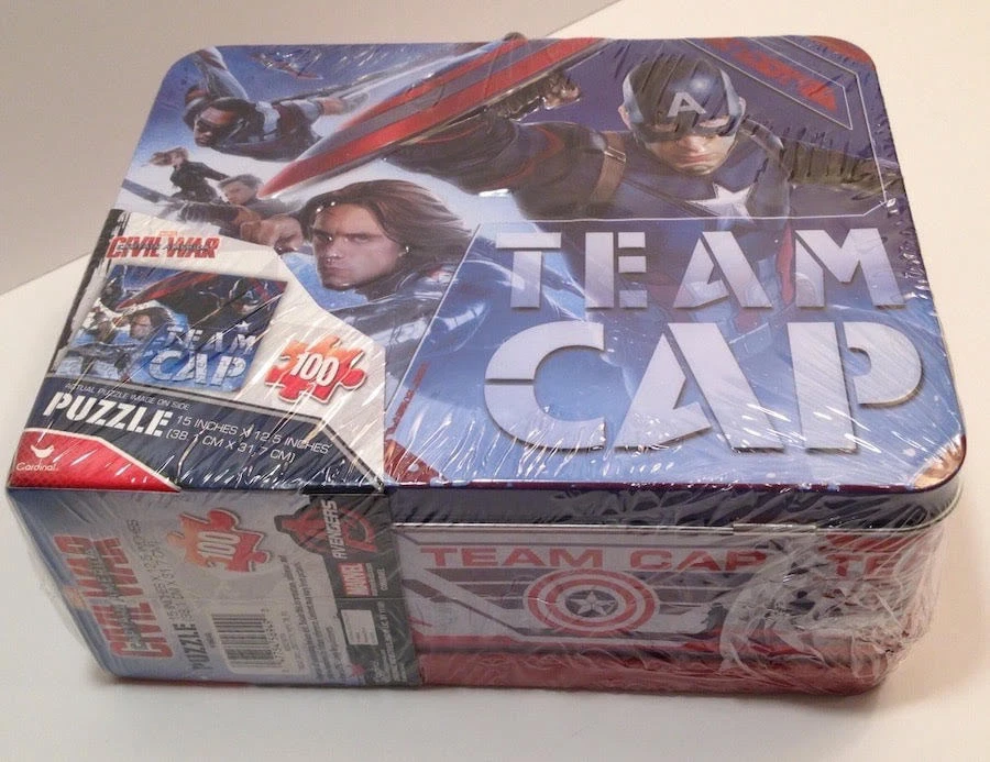 NUEVO Marvel Capitán América Guerra Civil Fiambrera Metal y Puzzle Superhéroes Foto 3 de 4