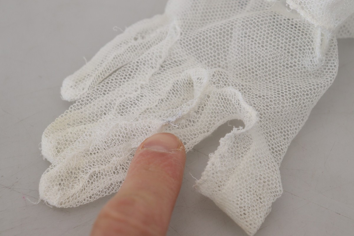 dolce&gabana 手袋 DOLCE & GABBANA Gloves Cotton Tulle White Crystal Elbow