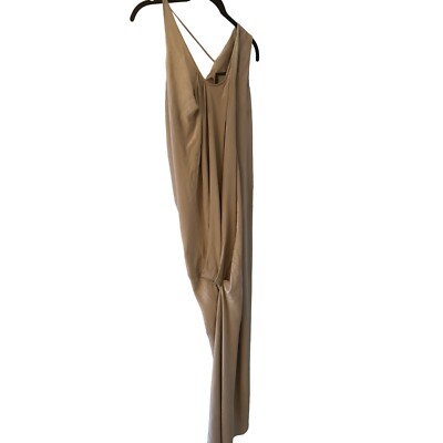 NWT Obakki Silk Maxi Dress Sand Taupe Slip Size 12