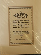 Original 1950's Vintage Matted Medical Advert Vapex Inhalant colds in the head