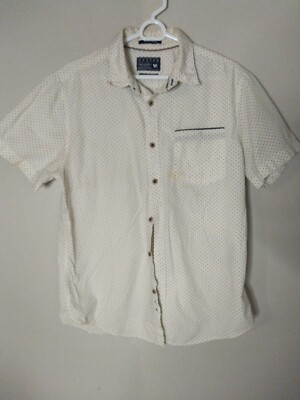 Cactus Man Slim Fit White Blue Micro Dot Mens Button Up Shirt Size Large