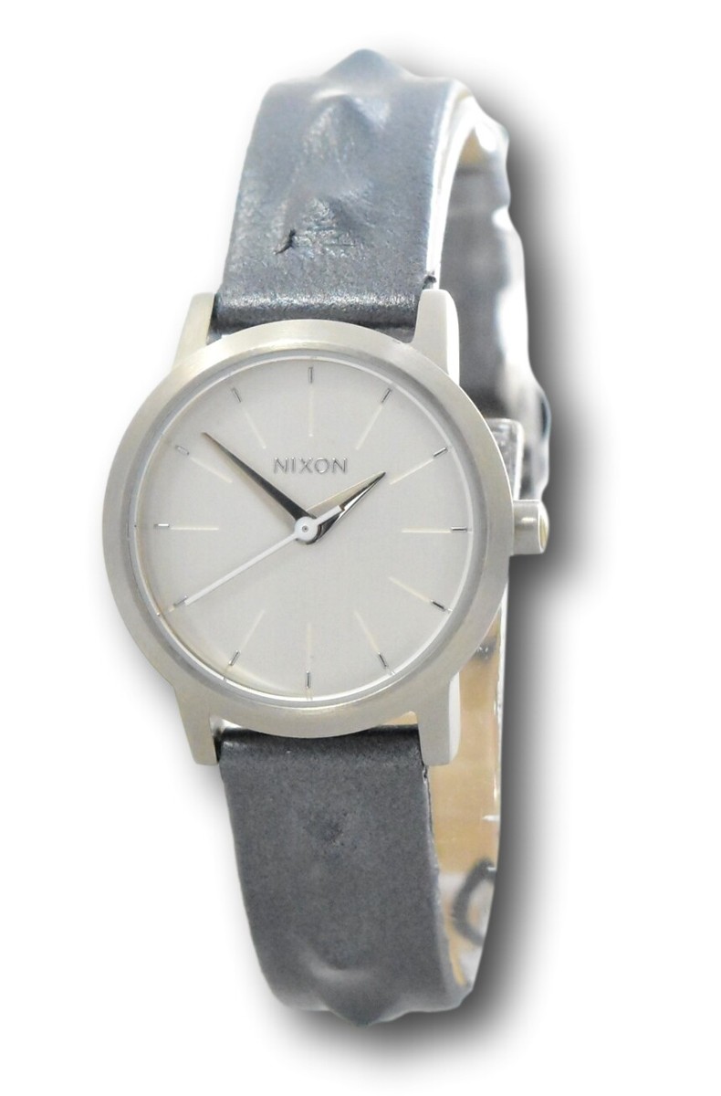 Nixon Kenzi Women's 26mm Gray Studded Leather Silver Dial Watch