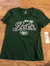 New York Jets NFL Girls Green V-Neck Short Sleeve  T-Shirt LG 10/12