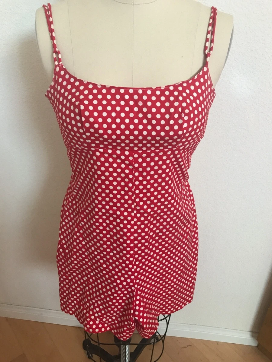 Red and white sales polka dot playsuit