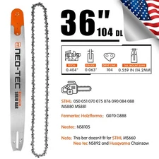 36" Chainsaw Guide Bar Chain Combo 0.404'' 0.063" 104DLFit for Stihl MS880 G070