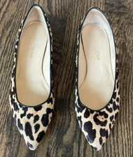 Ivanka Trump Women's "Itchicly" Leopard Print Calf Hair Pointed Ballet Flat 6.5M