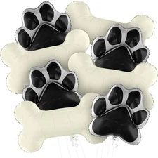 KatchOn Black Dog Bone Balloon - 29 Inch, Pack of 8 | Birthday Party Decorati...