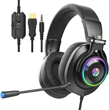 HP Wired Gaming Headset RGB Adjustable Mic LED Light for PS4 Nintendo Switch PC