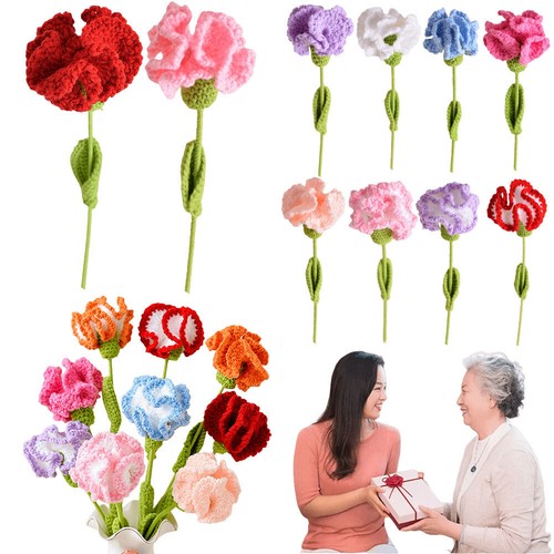 Crochet Carnations Knitted Carnations Exquisite Aesthetic for Wedding Birthday - Picture 8 of 22
