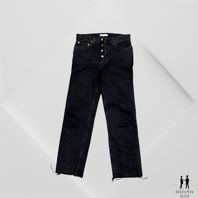 RE/DONE Originals Black High Rise Straight Loose Rigid Jeans Sz 28 x 27