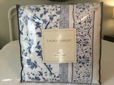 Laura Ashley CHARLOTTE Blue White Floral 4 PC QUEEN Comforter Set NEW with Tags