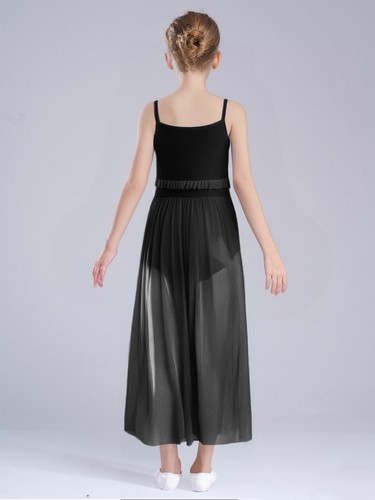 Kids Girls Dance Dress Ruffles Performance Charming Dancewear Movement Stage - Picture 50 of 85
