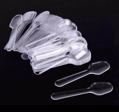BUY 1 GET 1 FREE! 100x Mini Tasting Spoons Disposable Plastic Dessert Ice Cream