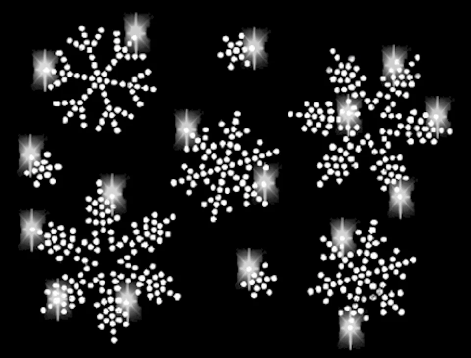 XL STRASSSTEINE SCHNEEFLOCKEN BÜGELBILD HOTFIX APPLIKATION STERN FLOCKE EIS klar - Bild 3 von 4