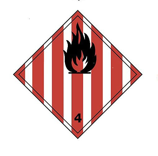 500 Étiquettes matières solides inflammables classe 4 autocollantes 10x10cm