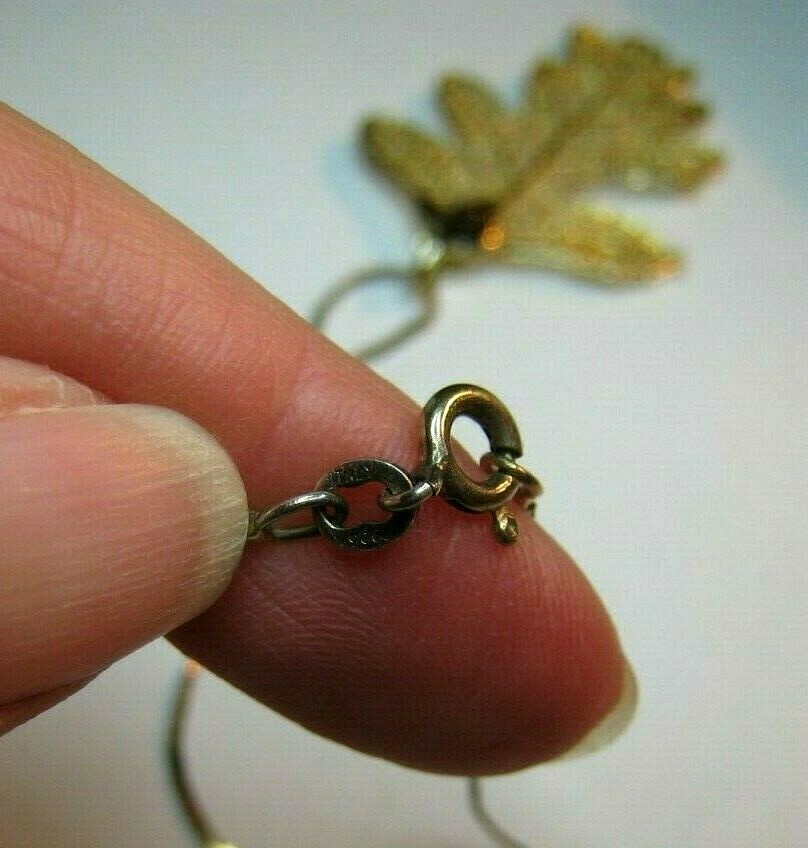 Vintage~Oak Leaf Gold Dipped Pendant Necklace~on … - image 4