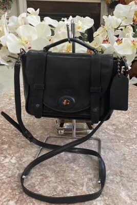 COACH BLEECKER BLACK LEATHER MINI BROOKLYN MESSENGER BAG 32279 EUC