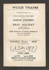 Madge Kennedy "BRIEF HOLIDAY" Harry Bannister 1944 Closed in Boston FLOP Program