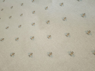 BIENEN ACRYL BESCHICHTETE TISCHDECKE BEIGE BLAU SCHWARZ GELB LEINENOPTIK ABWISCHBAR