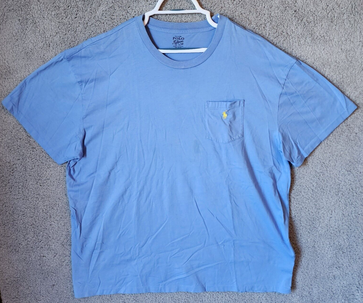T shirt Polo Ralph Lauren blu tasca logo pony taglia 2XB 100% cotone