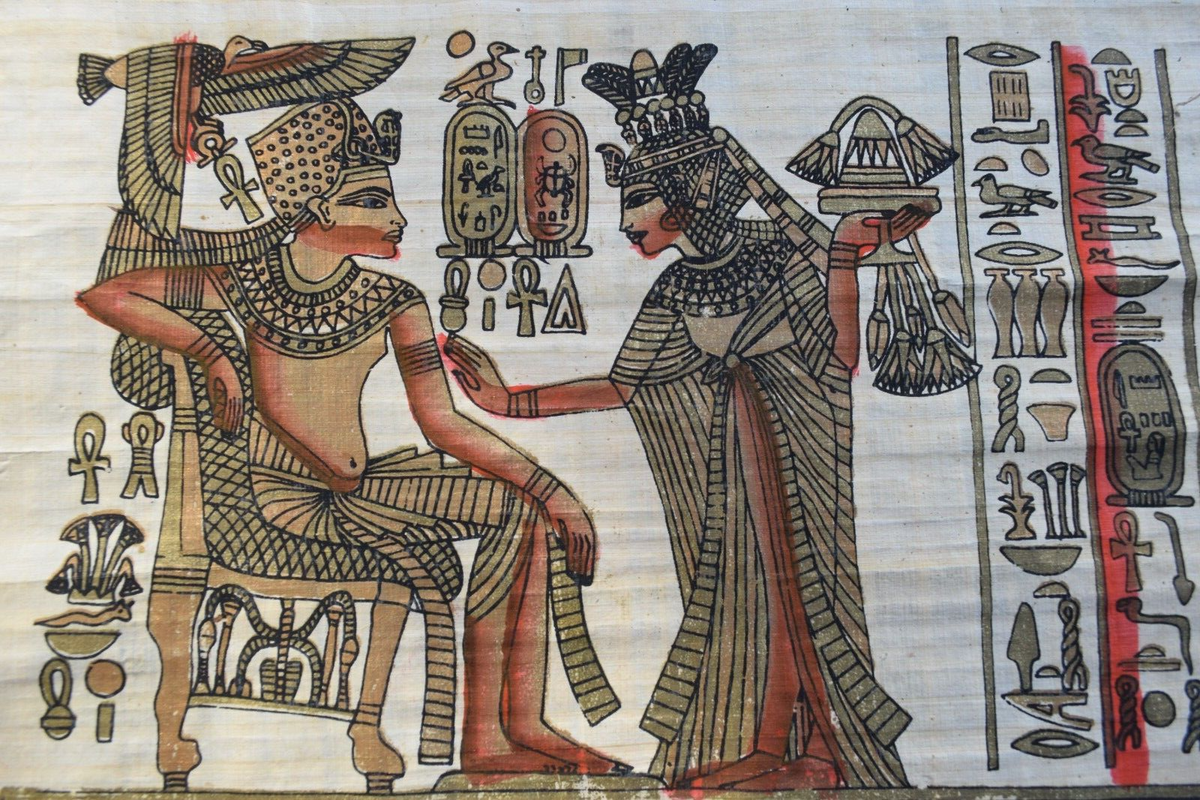 Vintage Egyptian Papirus, Egypt Art, Papyrus Art, PAPYRUS 2 Pieces