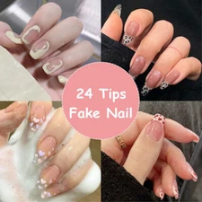 24Pcs/Set Fake Nails Ballet Coffin Press On Wearing False Nail Tips Full Cover