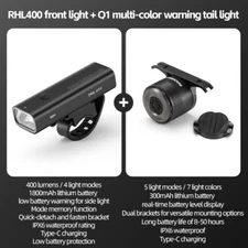 ROCKBROS Bike Smart Front Headlight Taillight Set 1000LM Waterproof USB Charging