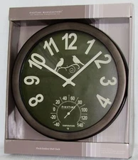 FirsTime 10.3" Flock Outdoor Wall Clock Battery Powered Oil Rubbed Bronze Finish