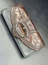 Brighton Wallet Chain or strap Compatible Leather Dual-Fold Tons of Compartments