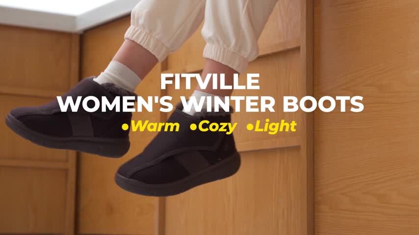 FitVille Women Diabetic Boots Comfort Extra Wide Winter Snow Shoes