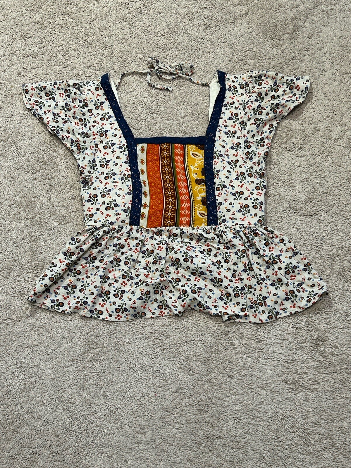 Maurices Womens Shirt Size Small Multicolor Floral Print Boho Ruffle Flowy